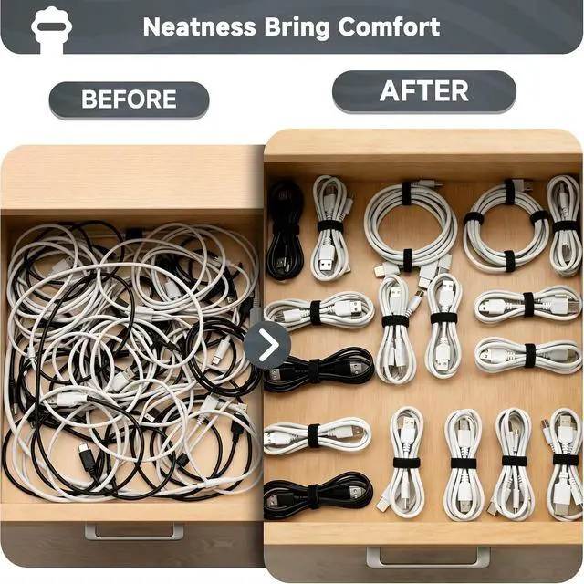 Alt view image 6 of 7 - Velcro Cable Ties 60PCS 6Inch Reusable Cord Ties Adjustable Cable Organizer | Reusable Nylon, Adjustable Hook and Loop, Strong Hold for Cable Organization, Home Office, Travel and Daily Storage