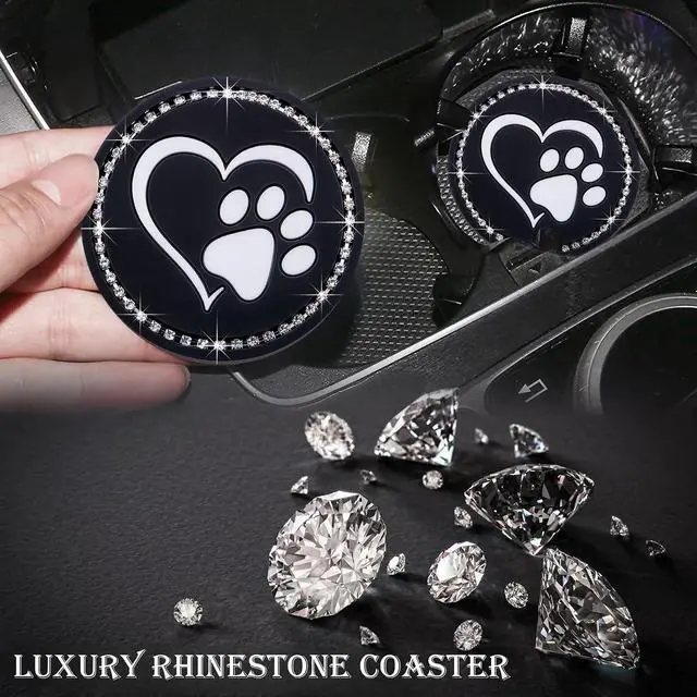 Alt view image 6 of 7 - 2PCS Bling Cup Holder Coaster for Car 2.75 Inch Silicone Anti-Slip Insert, Soft Shockproof Cup Mat, Universal Auto Accessories for Women & Girls (Black & White)