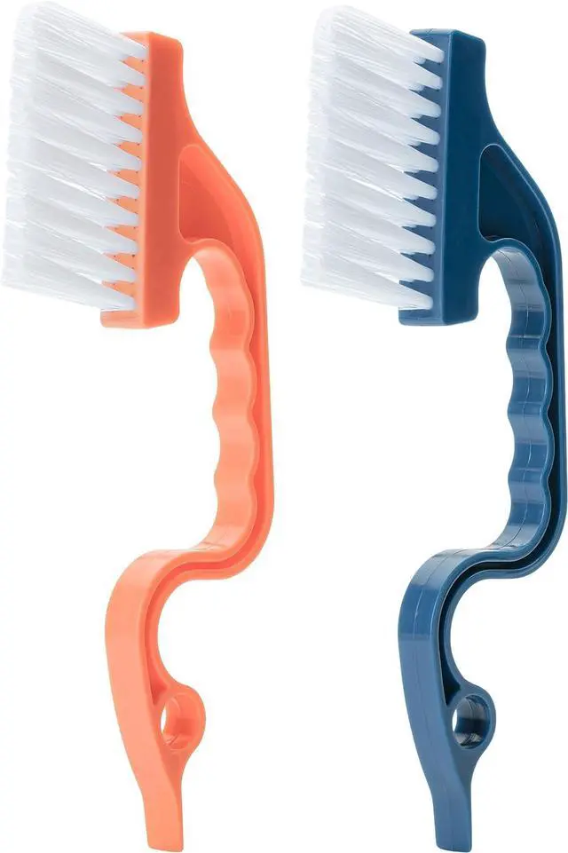 Main image of Slick- Window Track Cleaning Brush, 2 Pack, Navy Blue/Orange Ergonomic Handle, Built-in Scraper, Multipurpose, Window Track Cleaning Tools