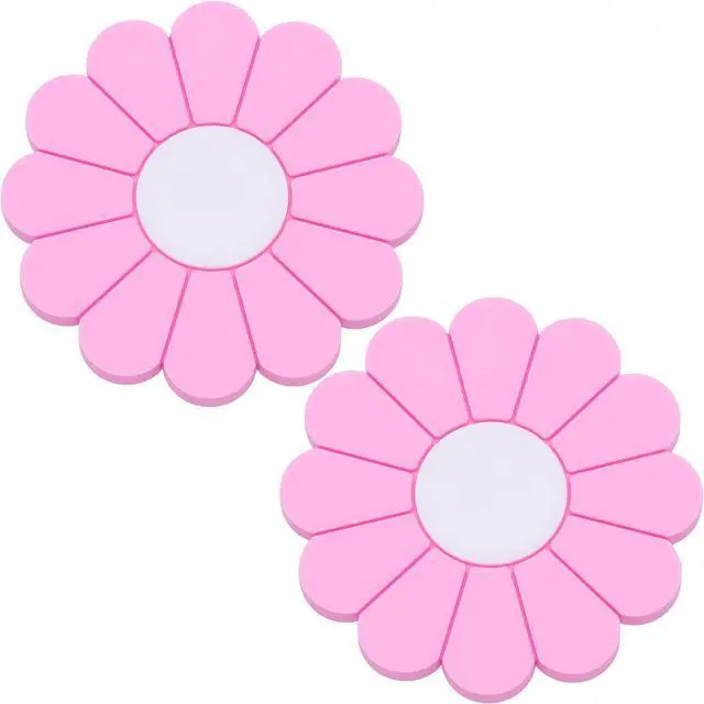 Main image of 2-Pack Car Cup Holder Coaster Inserts, Daisy Shape, 2.75 Inch Non-Slip Silicone Cup Holder Insert, Universal Non-Slip Cup Holders, Car Accessories Interior for Women and Man (Pink)
