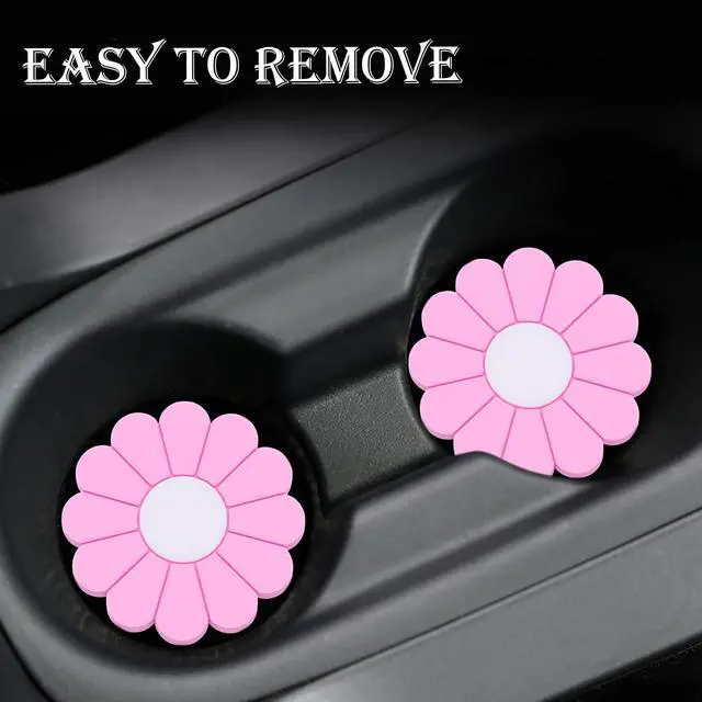 Alt view image 6 of 7 - 2-Pack Car Cup Holder Coaster Inserts, Daisy Shape, 2.75 Inch Non-Slip Silicone Cup Holder Insert, Universal Non-Slip Cup Holders, Car Accessories Interior for Women and Man (Pink)