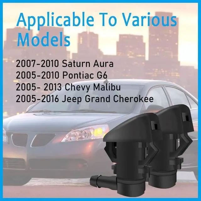 Alt view image 6 of 7 - Front Windshield Washer Nozzles, Replaces OEM #55157323AA, 55157352AA | 55372143AB, 68260443AA, 55079049AA, 15247800, Front Windshield Washer Nozzle Wiper Spray Kit Fit for Grand Cherokee Malibu