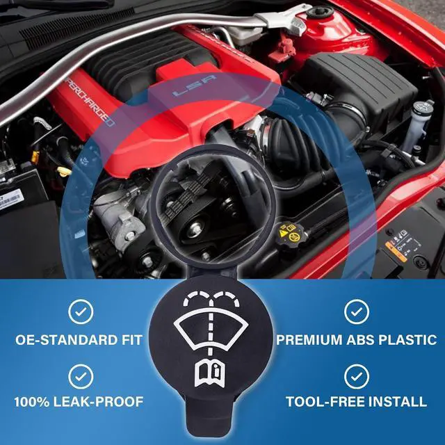 Alt view image 5 of 7 - 2PCS Windshield Washer Fluid Reservoir Cap, Leak-Proof Windshield Wiper Fluid Cap, OE# 13227300 19172571 12767700 12788573, Fits GMC/Chevy Silverado/Cadillac ATS/Buick