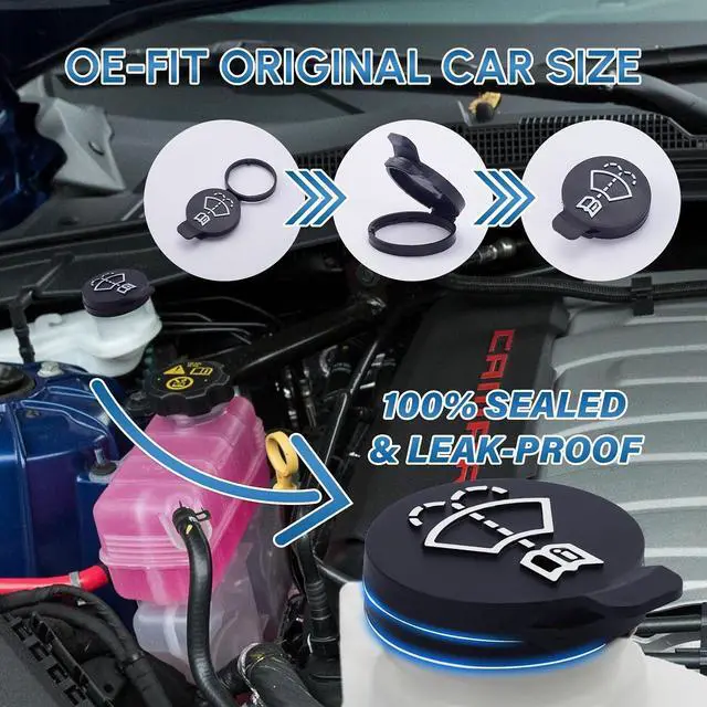 Alt view image 4 of 7 - 2PCS Windshield Washer Fluid Reservoir Cap, Leak-Proof Windshield Wiper Fluid Cap, OE# 13227300 19172571 12767700 12788573, Fits GMC/Chevy Silverado/Cadillac ATS/Buick