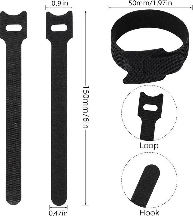 Alt view image 4 of 7 - 70 PCS 6 inch Cable Ties Reusable Cable Management Adjustable Cable Organizer, Cable Straps, Cord Wraps and Hook Loop Straps for Computer,Gaming, Wire, Desk- Home Office Essentials