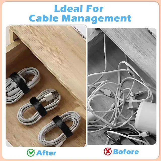 Alt view image 6 of 7 - 70 PCS 6 inch Cable Ties Reusable Cable Management Adjustable Cable Organizer, Cable Straps, Cord Wraps and Hook Loop Straps for Computer,Gaming, Wire, Desk- Home Office Essentials