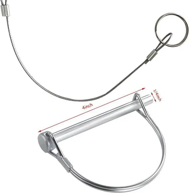 Alt view image 2 of 7 - 2 Pack 1/4in Trailer Hitch Pin with Anti-Loss Cable 4 Inch Long Coupler Safety Pin with Lanyard, Solid Steel Retaining Pin Replacement for for Trailer, Truck, Boat, Lawn Equipment, Farm Machinery