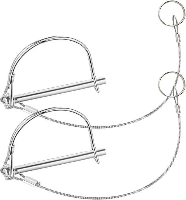 Alt view image 3 of 7 - 2 Pack 1/4in Trailer Hitch Pin with Anti-Loss Cable 4 Inch Long Coupler Safety Pin with Lanyard, Solid Steel Retaining Pin Replacement for for Trailer, Truck, Boat, Lawn Equipment, Farm Machinery