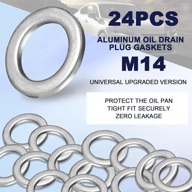 Alt view image 2 of 6 - DCWecher 24PCS 94109-14000 M14 Crush Washer Oil Drain Plug Gasket for Honda | Aluminum 14mm Crush Washer for Selected Honda Acura Oil Drain Plug, Replaces 94109-14000, for Oil Change and Garage Repair