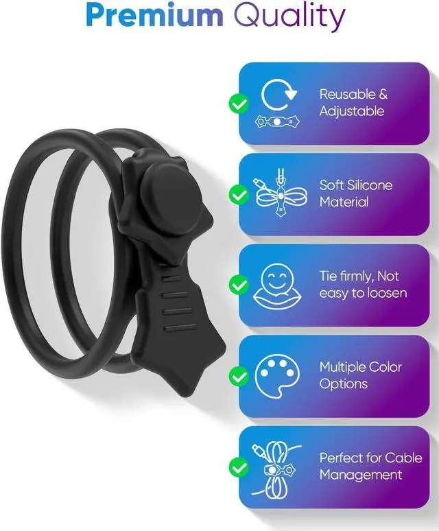 Alt view image 5 of 7 - Silicone Cable Ties 16PCS Reusable Cord Organizer for Home Travel | Cord Organizer for Charging Cables, Data Cables & Computer Wires, Multipurpose Elastic Cable Management Strapscolorful