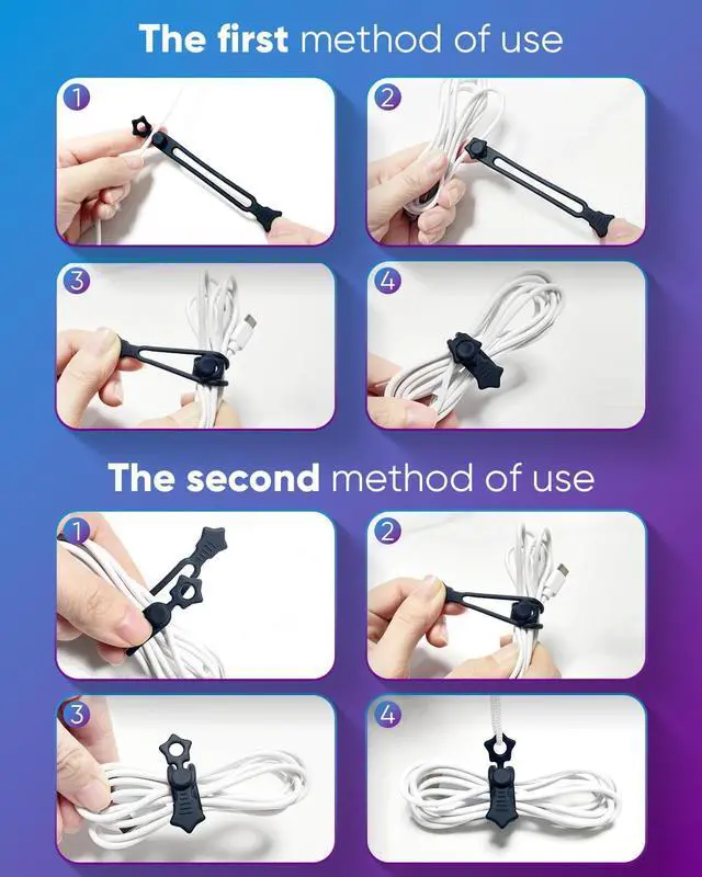 Alt view image 6 of 7 - Silicone Cable Ties 16PCS Reusable Cord Organizer for Home Travel | Cord Organizer for Charging Cables, Data Cables & Computer Wires, Multipurpose Elastic Cable Management Strapscolorful