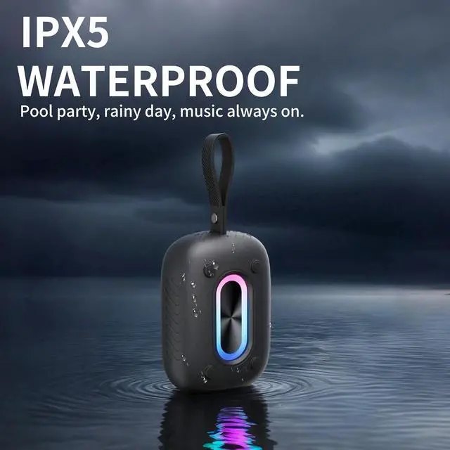 Alt view image 2 of 7 - Waterproof Shower Bluetooth Speaker, Durable & Portable with Clear Sound, Ideal for Shower, Pool, Beach & Kayaking, BT 5.3 Black