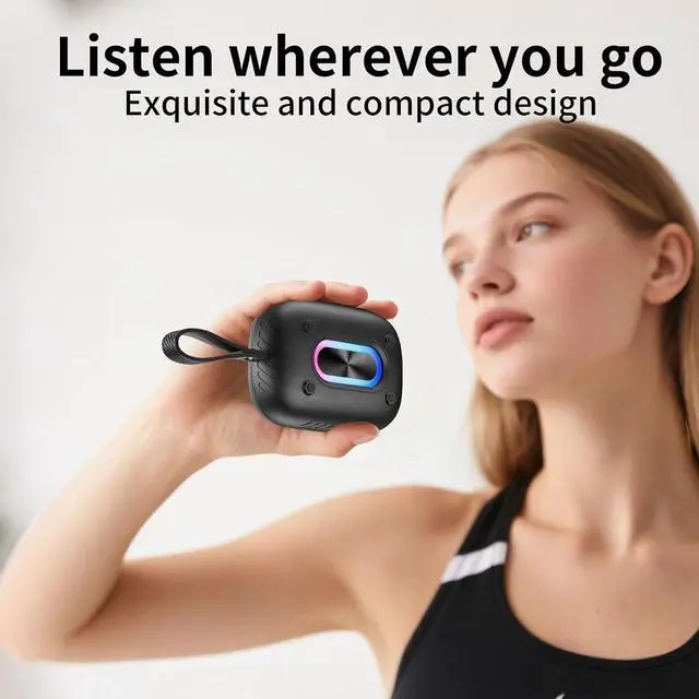 Alt view image 7 of 7 - Waterproof Shower Bluetooth Speaker, Durable & Portable with Clear Sound, Ideal for Shower, Pool, Beach & Kayaking, BT 5.3 Black