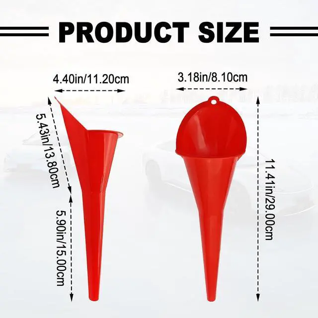Alt view image 2 of 7 - 2 Pieces Automotive Plastic Oil Funnels with Long Neck Multi-Function No Spill Design for Gas Coolant Transmission Fluid Engine Oils Fuel Lubricants and Diesel (Red)