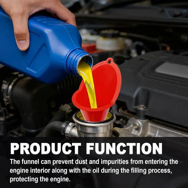 Alt view image 6 of 7 - 2 Pieces Automotive Plastic Oil Funnels with Long Neck Multi-Function No Spill Design for Gas Coolant Transmission Fluid Engine Oils Fuel Lubricants and Diesel (Red)