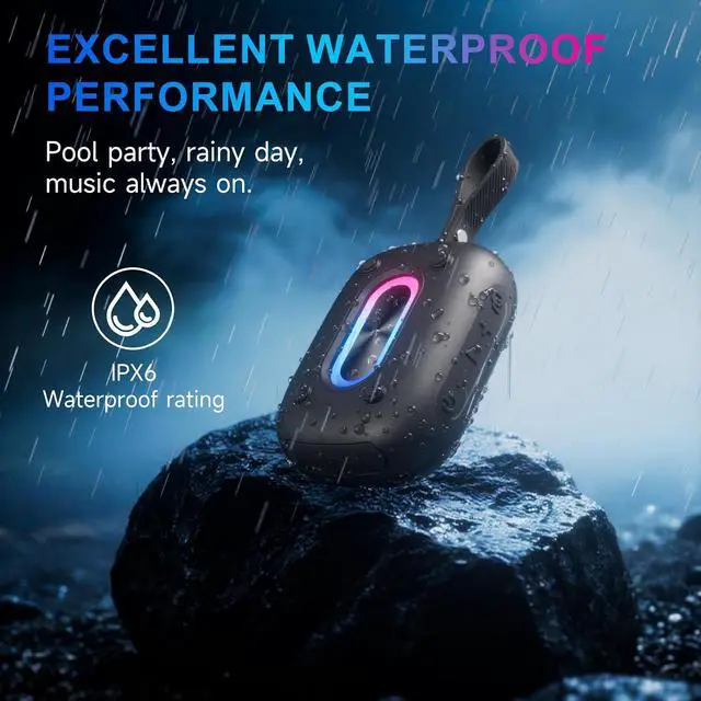 Alt view image 4 of 7 - COOPERS Portable Bluetooh Speaker with Lights, Powerful Crystal Clear Sound Bluetooth Speaker, IPX5 Waterproof Wireless Speakers, BT5.3 & TF-Card Input, TWS Paring, 3-4H Playtime Portable Speakers