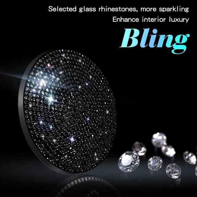 Alt view image 3 of 6 - 2 PCS Universal Vehicle Bling Cup Holder Insert Coaster Car Interior Accessories,2.75 inch Silicone Anti Slip Crystal Rhinestone Car Coaster(Black)