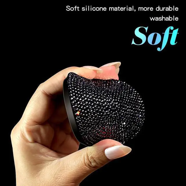 Alt view image 4 of 6 - 2 PCS Universal Vehicle Bling Cup Holder Insert Coaster Car Interior Accessories,2.75 inch Silicone Anti Slip Crystal Rhinestone Car Coaster(Black)