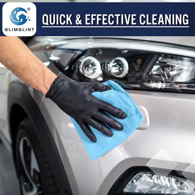 Alt view image 4 of 7 - GLIMGLINT Microfiber Cleaning Cloth, 12 Pack Towels for Cars 14 X12 Inch | High Absorbent & Lint Free Shop Rags Bulk, All-Purpose Car Cleaning Towels for Cars, Kitchen, Restaurant, Garage, Blue
