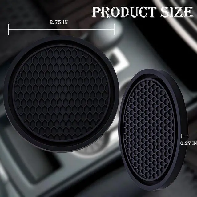 Alt view image 2 of 7 - 2PCS Car Cup Holder Coaster, Universal Auto Non-Slip Cup Holder Coaster, 2.75In Universal Non-Slip Recessed Car Interior Accessories (Black)