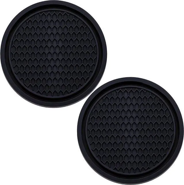 Main image of 2PCS Car Cup Holder Coaster, Universal Auto Non-Slip Cup Holder Coaster, 2.75In Universal Non-Slip Recessed Car Interior Accessories (Black)