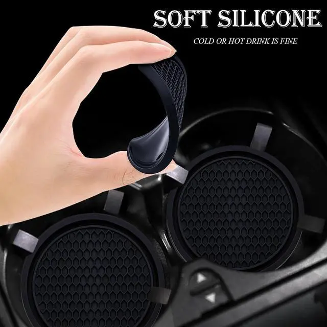 Alt view image 4 of 7 - 2PCS Car Cup Holder Coaster, Universal Auto Non-Slip Cup Holder Coaster, 2.75In Universal Non-Slip Recessed Car Interior Accessories (Black)