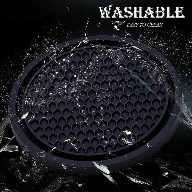Alt view image 5 of 7 - 2PCS Car Cup Holder Coaster, Universal Auto Non-Slip Cup Holder Coaster, 2.75In Universal Non-Slip Recessed Car Interior Accessories (Black)