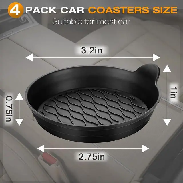 Alt view image 2 of 7 - Car Coasters for Cup Holders, Universal Non-Slip Coasters Set of 4 Pack, Black Silicone Car Accessories Interior for Car Truck Cup Holder