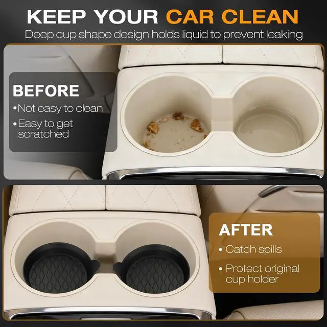 Alt view image 4 of 7 - Car Coasters for Cup Holders, Universal Non-Slip Coasters Set of 4 Pack, Black Silicone Car Accessories Interior for Car Truck Cup Holder