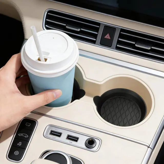 Alt view image 7 of 7 - Car Coasters for Cup Holders, Universal Non-Slip Coasters Set of 4 Pack, Black Silicone Car Accessories Interior for Car Truck Cup Holder