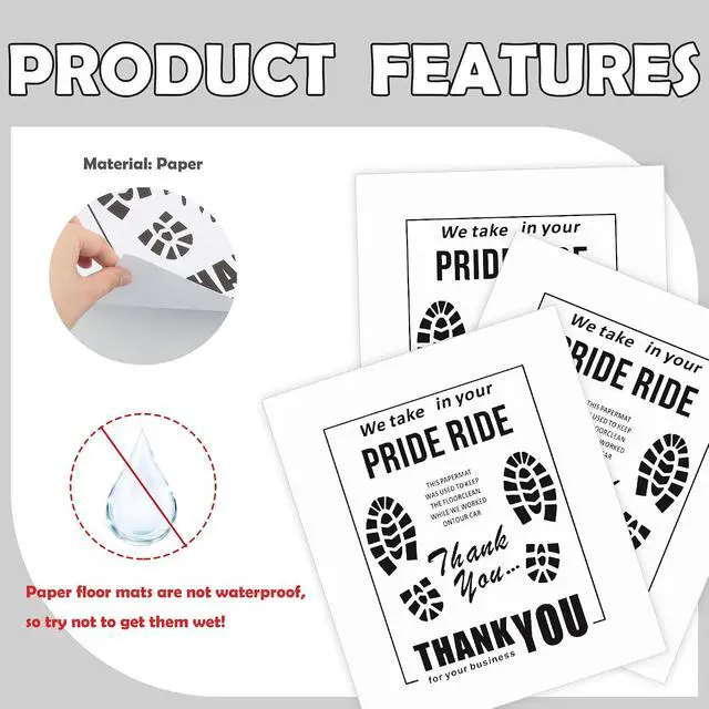 Alt view image 3 of 7 - 12PCS Paper Floor Mats for Cars,Foldable Automotive Floor Mats with Shoe Print Graffiti,Universal Car Floor Mat Protector Disposable Floor Mats for Cars,SUVs,Trucks