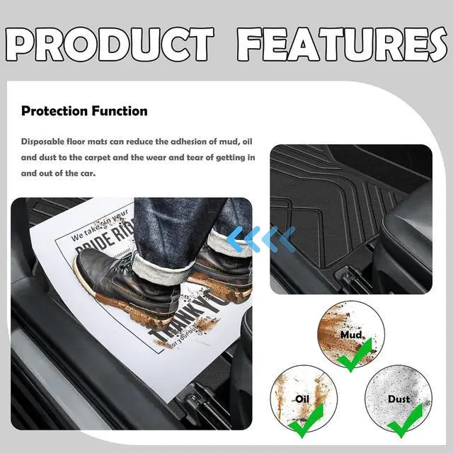 Alt view image 4 of 7 - 12PCS Paper Floor Mats for Cars,Foldable Automotive Floor Mats with Shoe Print Graffiti,Universal Car Floor Mat Protector Disposable Floor Mats for Cars,SUVs,Trucks