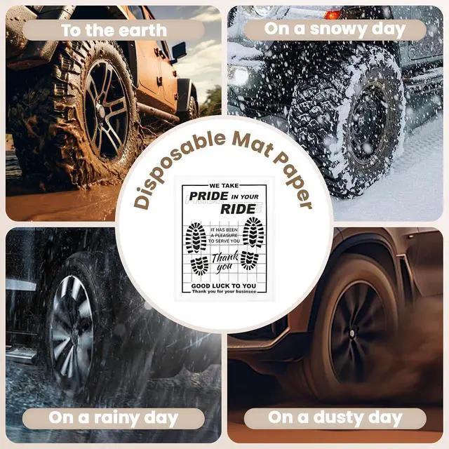 Alt view image 3 of 7 - Paper Floor Mats for Cars 100pcs, 16"x20" Disposable White Paper Mats | Waterproof Papers Floor Mats for Cars Detail, Thank You Mats for Cars Detailing, Car Dealership Supplies