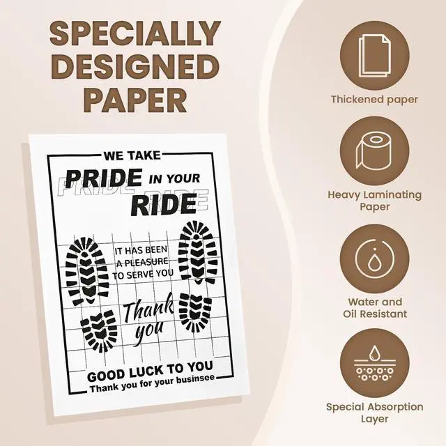 Alt view image 2 of 7 - Paper Floor Mats for Cars 100pcs, 16"x20" Disposable White Paper Mats | Waterproof Papers Floor Mats for Cars Detail, Thank You Mats for Cars Detailing, Car Dealership Supplies