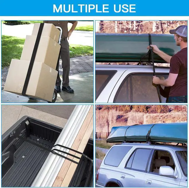 Alt view image 6 of 7 - Tie Down Straps 6 Pcs Black Cam Buckle Ratchet Lashing Strap 1" x 3.3' | Heavy Duty Cam Buckle Cinch Straps, For Cargo, Trucks, Luggage, Trailer, Motorcycle, 550 lb Break Strength