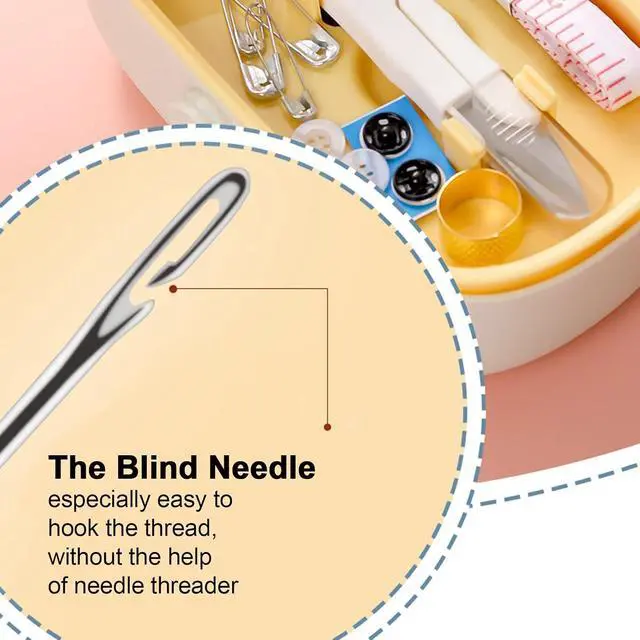 Alt view image 5 of 7 - Missraza Sewing Kit, Portable Kit for Adults, Plastic Box Needle and Thread Accesories Supplies Pink 15.5x6cm(6.1x2.36in)
