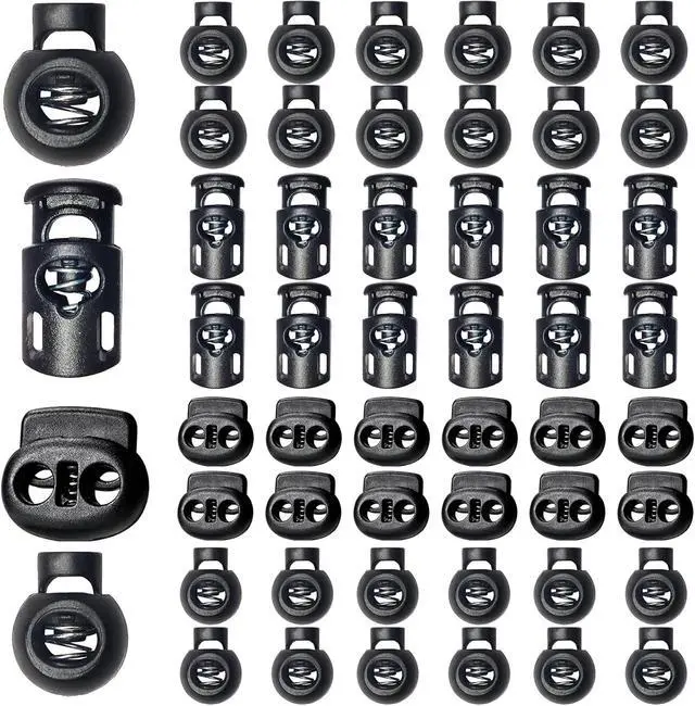 Main image of ZUSHALLMY 48pcs Upgraded Plastic Cord Lock, Cord Locks - Draw String Clip with Spring Toggle Stoppers Buttons for Drawstrings, Shoelaces, Paracord