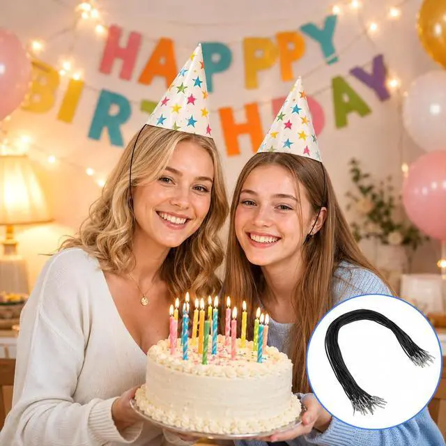 Alt view image 6 of 7 - 30 Pcs Party Hat String, 12 Inch Round Elastic Cords with Metal Ends | Elastic Barbed Cords Loop Soft Loop Band Elastic String for DIY Crafts Book Binding Mask Making Menus Badges Signs Hanging