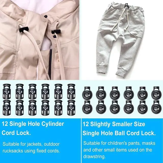 Alt view image 3 of 6 - ZUSHALLMY 48pcs Upgraded Plastic Cord Lock, Cord Locks - Draw String Clip with Spring Toggle Stoppers Buttons for Drawstrings, Shoelaces, Paracord