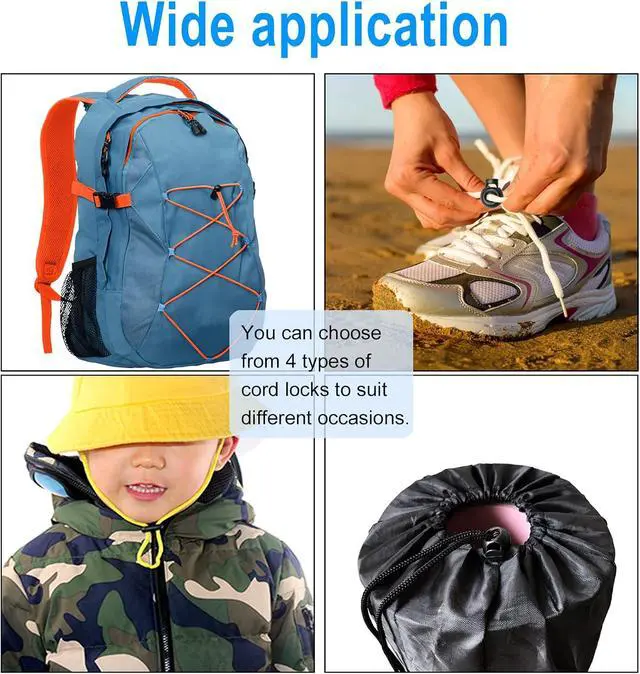 Alt view image 6 of 6 - ZUSHALLMY 48pcs Upgraded Plastic Cord Lock, Cord Locks - Draw String Clip with Spring Toggle Stoppers Buttons for Drawstrings, Shoelaces, Paracord