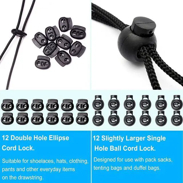 Alt view image 4 of 6 - ZUSHALLMY 48pcs Upgraded Plastic Cord Lock, Cord Locks - Draw String Clip with Spring Toggle Stoppers Buttons for Drawstrings, Shoelaces, Paracord