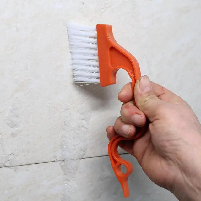 Alt view image 7 of 7 - Slick- Window Track Cleaning Brush, 2 Pack, Navy Blue/Orange Ergonomic Handle, Built-in Scraper, Multipurpose, Window Track Cleaning Tools