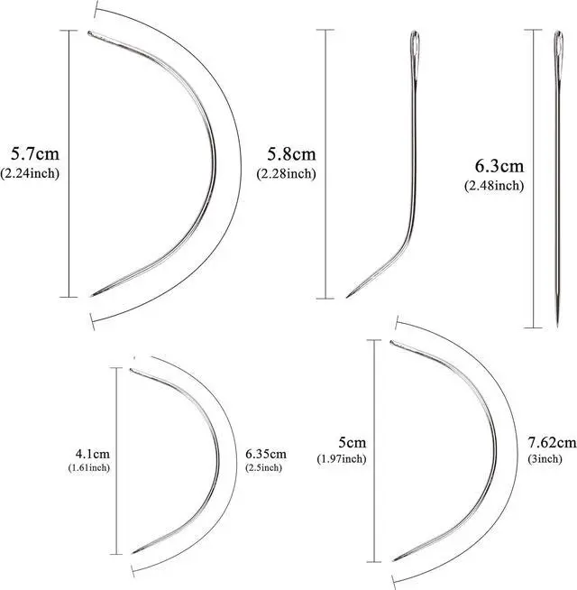Alt view image 6 of 7 - Ryalan Weaving Needle Combo Deal Black Thread with 10pcs Needle for Making Wig Sewing Hair Weft Hair Weave Extension, Big Medium and Small C J Shape Curved Needle I Needle (3 Thread Black + 10 Needle)