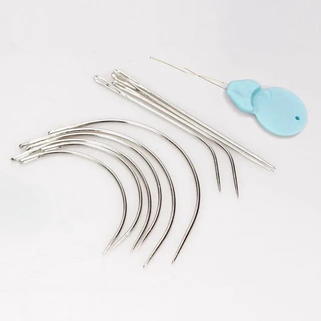 Alt view image 7 of 7 - Ryalan Weaving Needle Combo Deal Black Thread with 10pcs Needle for Making Wig Sewing Hair Weft Hair Weave Extension, Big Medium and Small C J Shape Curved Needle I Needle (3 Thread Black + 10 Needle)