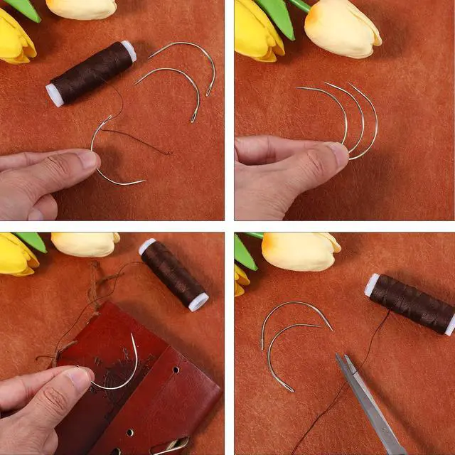 Alt view image 6 of 7 - Weave Needle and Thread Kit with 8 PCS Needles & 2 Rolls Thread, Hand Sewing Leather Nylon Threads for Hair Extension Weaving Repair Making Wig (Black, Brown)