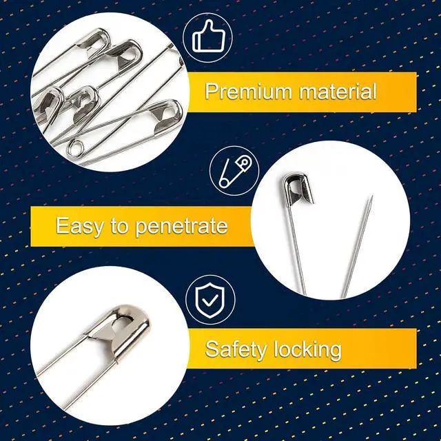 Alt view image 3 of 6 - 80PCS Large Safety Pins Silvery Safety Pins, 2.25inch/56mm Metal Clothes Pin for Art Crafting,Sewing,Jewelry Making