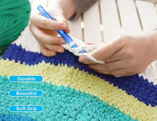 Alt view image 4 of 7 - Weabetfu 25mm Large Crochet Hook,Huge Crochet Hooks for Chunky Yarn,Ergonomic Knitting Giant Crochet Needles,Big Crochet Hooks for Knitting Yarn Carpet Scarf Wool Roving, Green