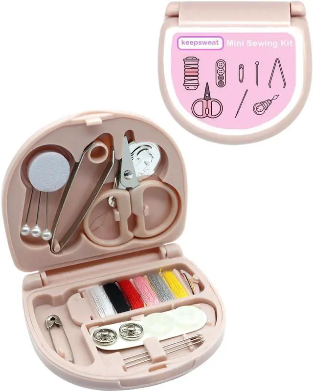 Main image of Mini Sewing Kit,Small Travel Size Emergency Pocket Sewing Kit with Buttons,Threads,Scissors,Needles Portable DIY Supplies Needle and Thread Set for Beginner Little Plastic Box