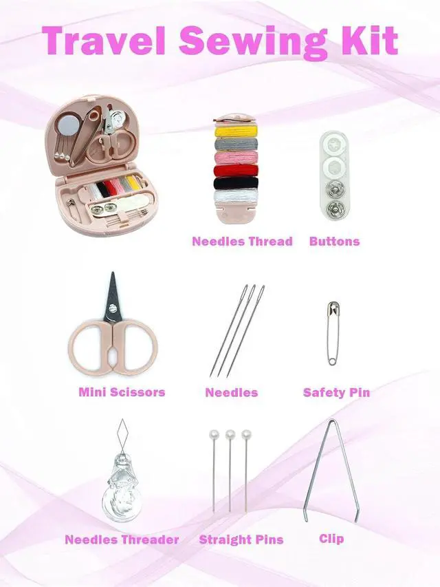 Alt view image 3 of 6 - Mini Sewing Kit,Small Travel Size Emergency Pocket Sewing Kit with Buttons,Threads,Scissors,Needles Portable DIY Supplies Needle and Thread Set for Beginner Little Plastic Box