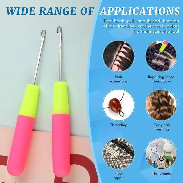 Alt view image 4 of 7 - 2 Pcs Latch Hook Latch Hook Tool 0.2in, 0.15in Crochet Needles for Hair | Hair Crochet Hooks for Scarf Carpet Making and Art Crafts